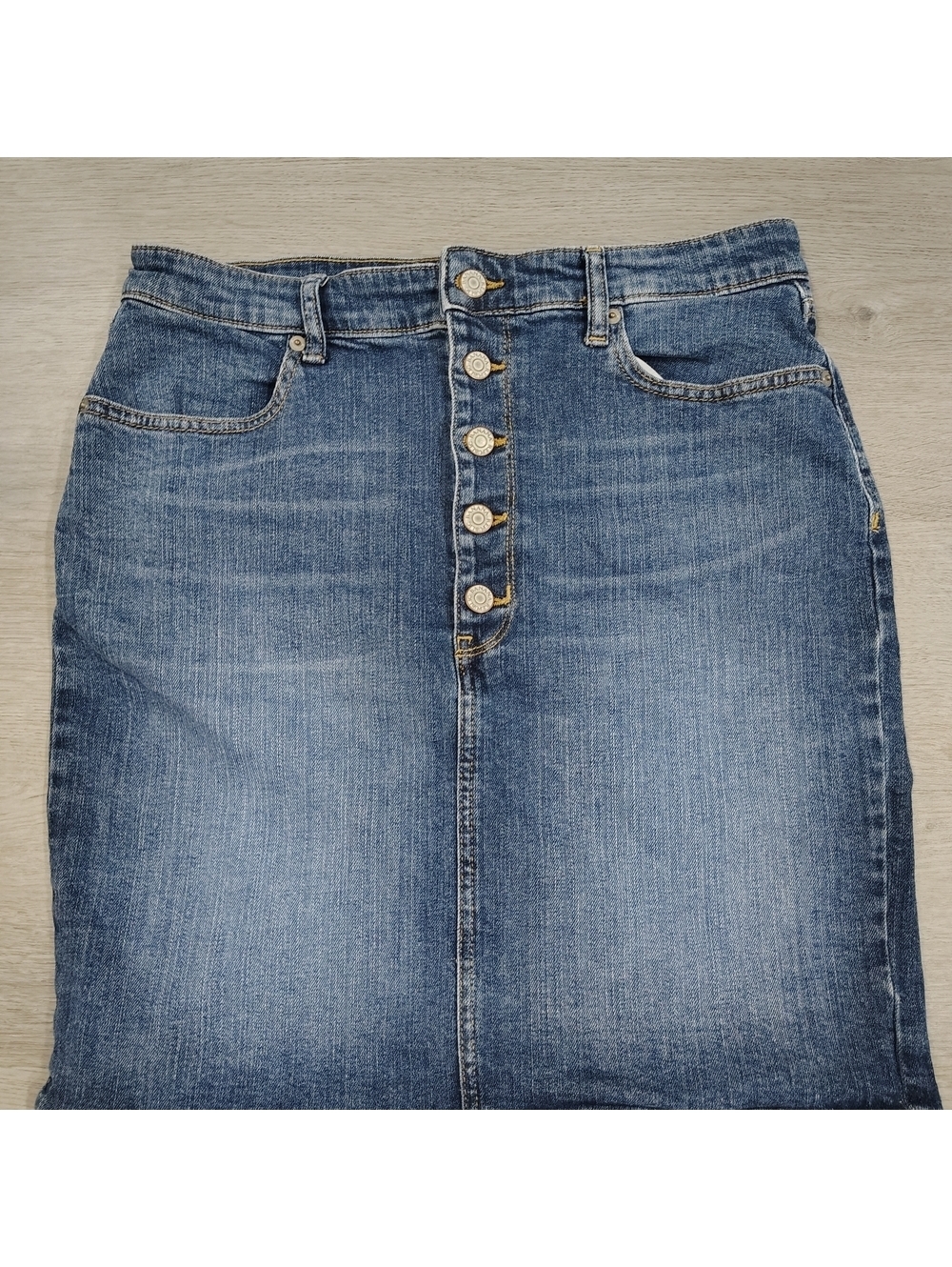 Banana Republic Denim Midi Skirt with Button Detail